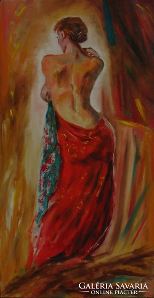 Moona - Nő kék kendővel ANNA RAZAMUSKAYA festménye után