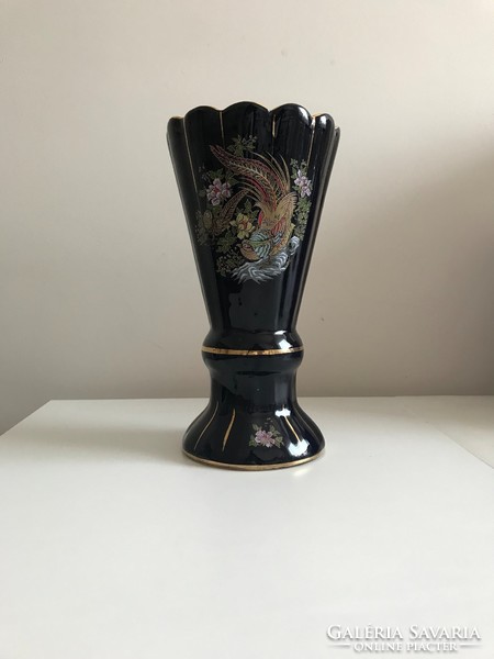 Mázas fajansz kerámia váza 24 cm magas