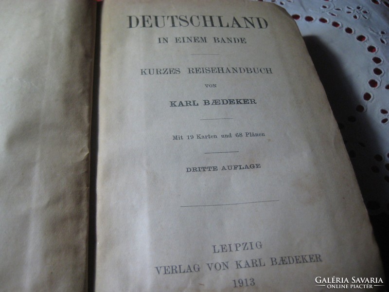 Német ország híres  zsebatlasza 1916 ból Lipcse , Karl Beadauer , 19 kihajtható térkép,