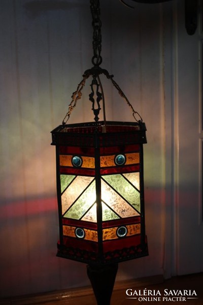 Old tiffany lamp, lantern, chandelier. Glass, copper chandelier!! Unique non-mass item! Luxury..