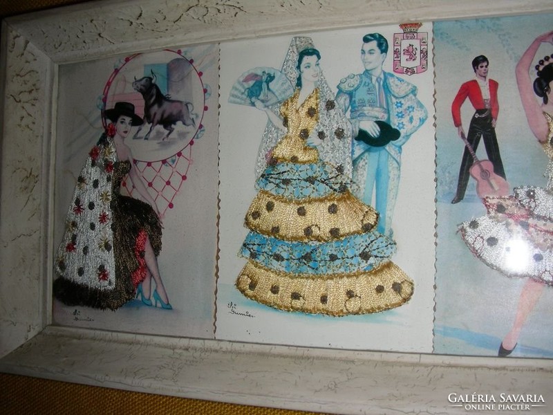 Elsi Gumier selyemmel hímzett képeslapok