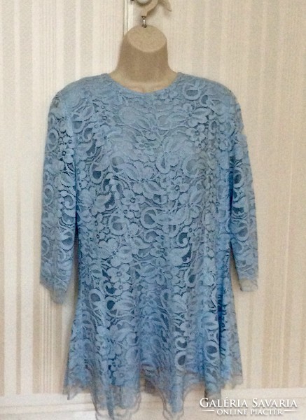 Gyönyörű szép kék csipke tunika,bélelt,Sellei Gabi modell új állapotban, 40-es méret.