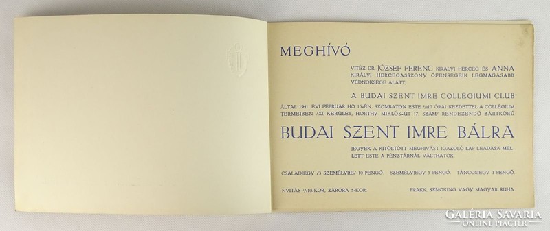 0V029 Budai Szent Imre bál 1941. meghívó