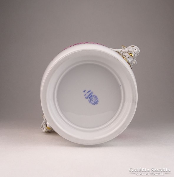 0U599 Hibátlan Herendi kosfejes porcelán kaspó