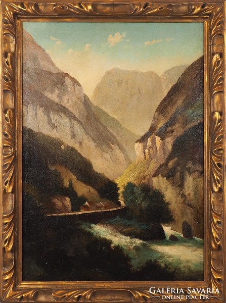 Unknown painter: Alpine landscape with a river valley, end of the 19th century