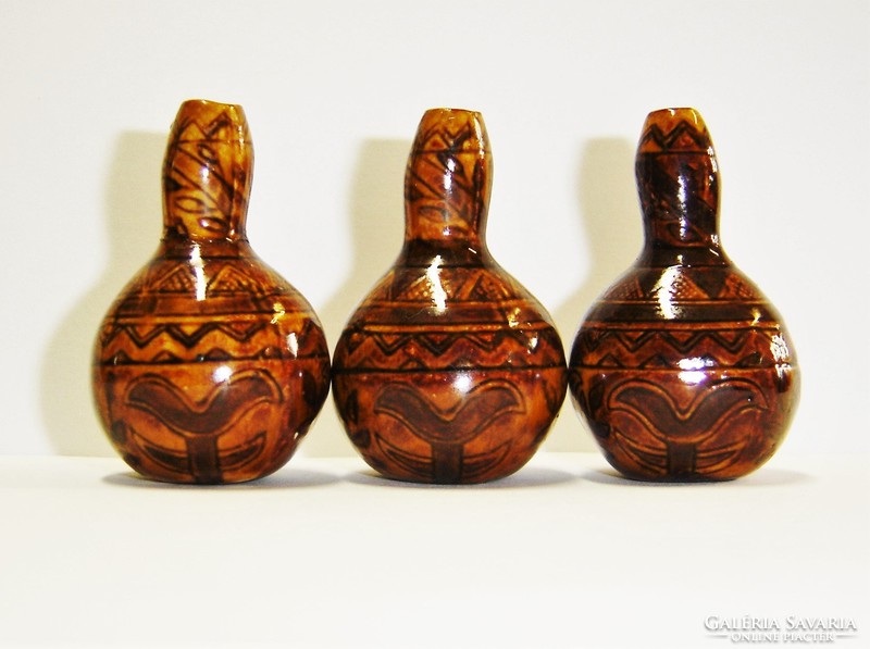 *3 db. antik Zsolnay miniatűr kobaktök váza*