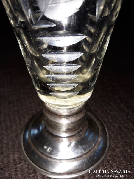 Crystal vase with silver base, 23.5 cm, marked around 1900