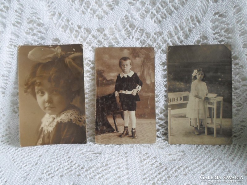 Gyerek fotók, portrék, '10-es - '20-as évek, 3 db együtt