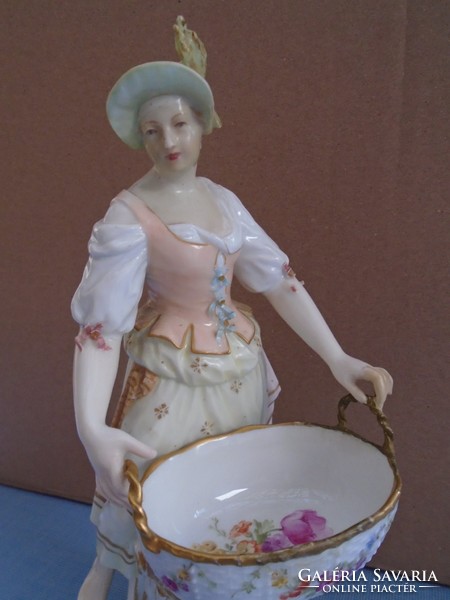 Antique kpm berlin porcelain lady with basket 24 cm