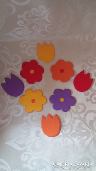 8 pcs hanging tree with spring flowers and tulips, Easter decoration