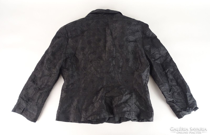 0V807 Fekete gyöngyös női alkalmi kabát blézer 42