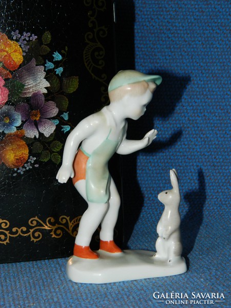 Aquincum porcelain statue with boy bunny