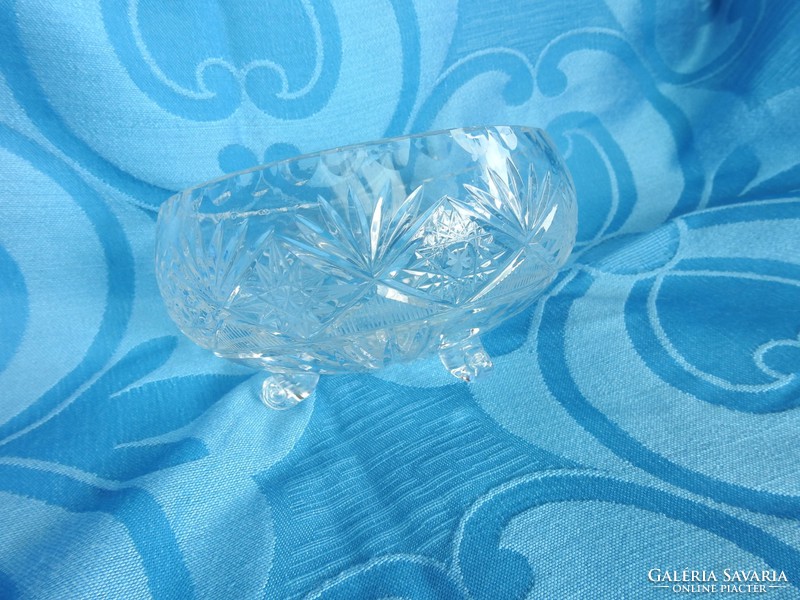 Régi kristály üveg háromlábú asztalközép