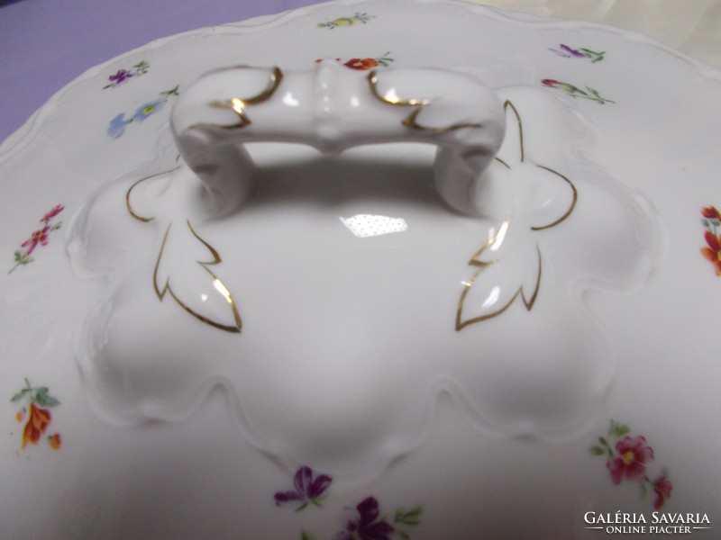 Hatalmas szépséges antik sorszámos fedeles porcelán tál hibátlan