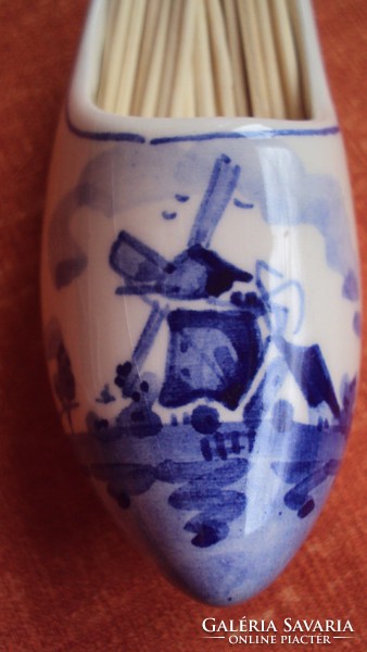 DELFT-i, papapucs alakú,holland porcelán,fogvájó tartó,jellegzetes motívummal díszítve. (+ajándék)