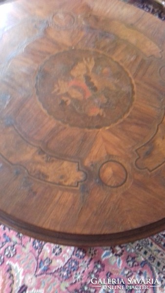 XVI.Lajos 65x55cm eredeti intarziás póklábú kis asztal