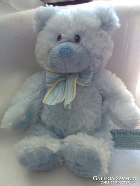 My first teddy, light blue, 28 cm high