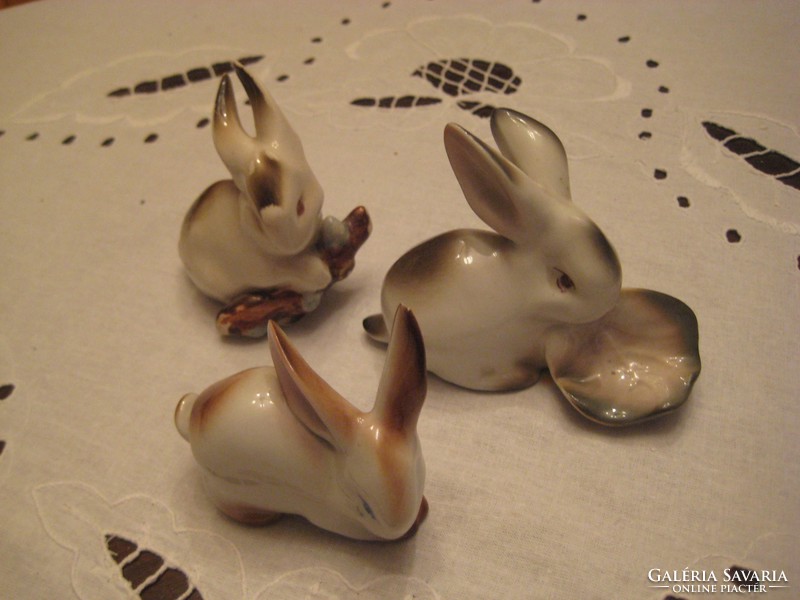 Zsolnay bunnies, 3 pcs