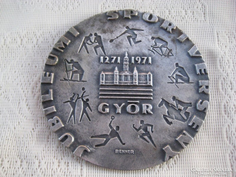 Győr jubilee sports competition 1271 -1971. 15.5 X 05 cm commemorative plaque, marked Renner