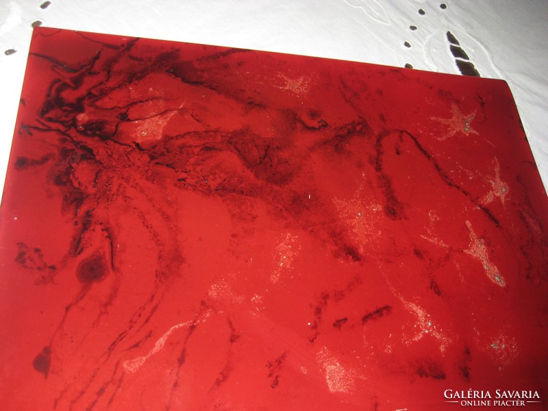 Zsolnay  csempe , a vörös sok árnyalata  szép labradoros  , több  tűzü  eozin  21 x  29 cm