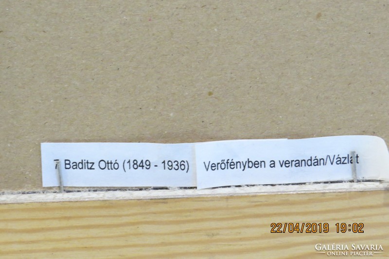 Baditz Ottó (1849-1936): Verőfényben a verandán (vázlat), tus