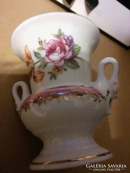 Hattyú füles kis váza , 9,8 cm-es, PM GDR