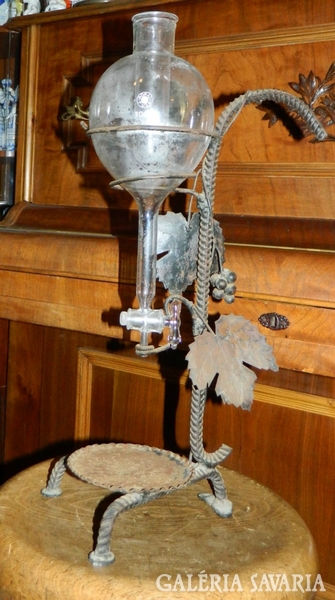 Antique wine dispenser - wrought iron - glass boral pula