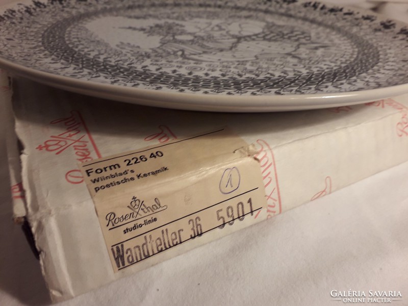 Rosenthal Björn Wiinblad design porcelán fali tányér tál - Tavasz - 35 cm !!! dobozában