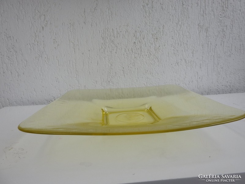 Extra large - yellow glass centerpiece - bowl - / 40 cm * 7 cm / 3 kg