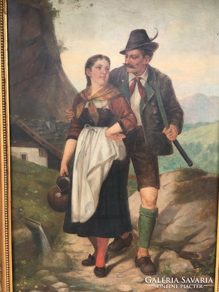 Menyetske and the hunter-German oil painting-marked-j.Scheren/scherer?/
