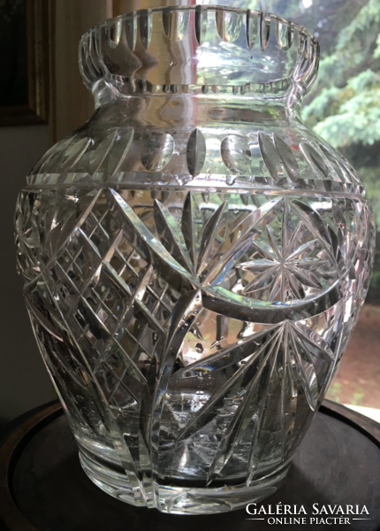 Polished, huge glass vase with 