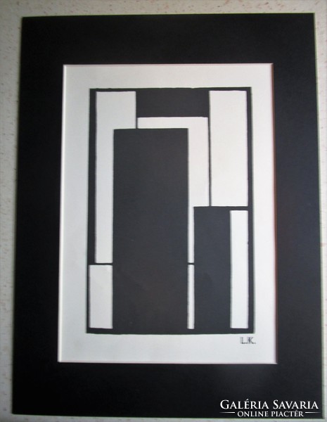 Kassák lajos composition lithographed, framed with passport 1959