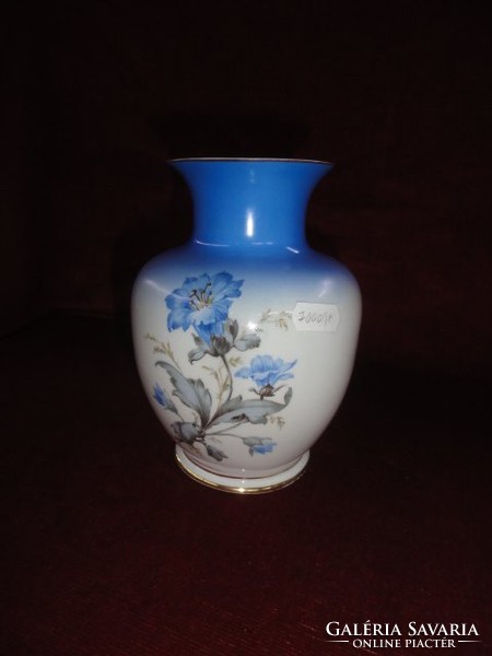 Hollóház porcelain vase, 16 cm high, with a hollow, blue flower pattern. He has!