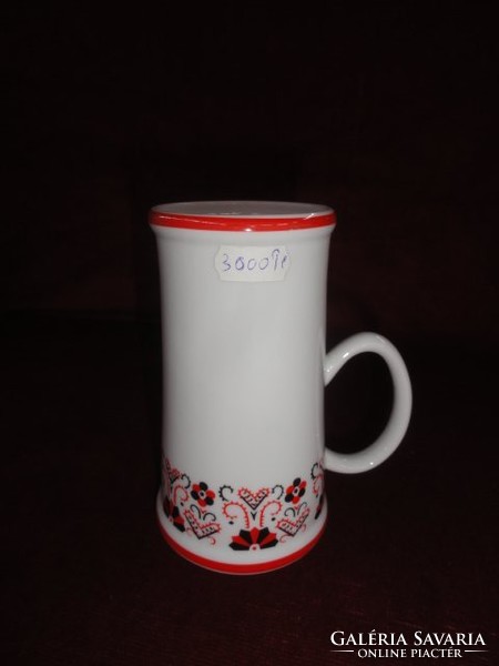 Hollóháza porcelain beer mug, 14.5 cm high, decorated with a folk motif. There are good ones!