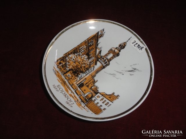 Hollóház porcelain decorative plate, picture depicting sopron, diameter 15 cm. He has!