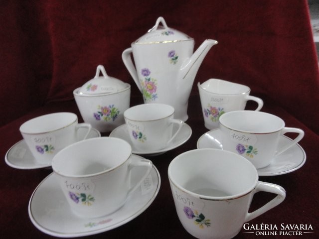 Hollóház porcelain coffee set, 12 pieces, flower pattern. He has!