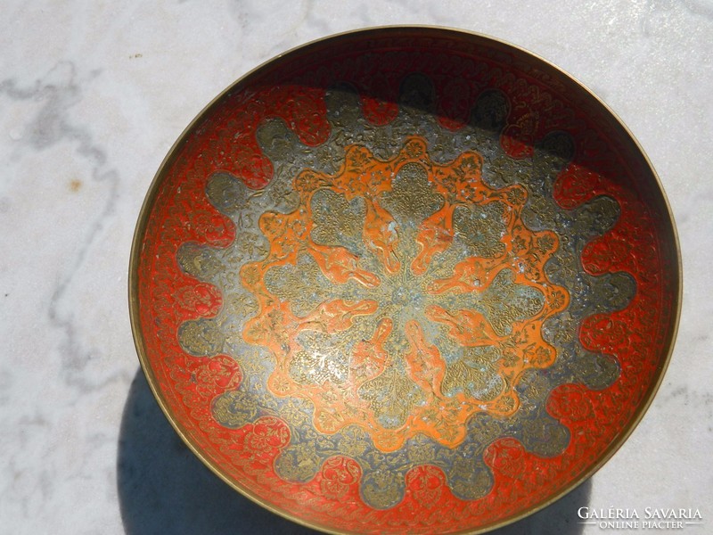 Indian centerpiece with fire enamel painting - offering