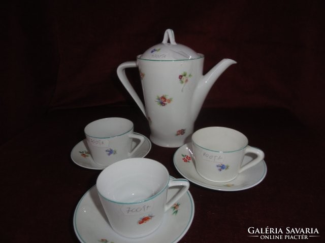 Hollóház porcelain coffee set, flower pattern, 7 pieces. He has!