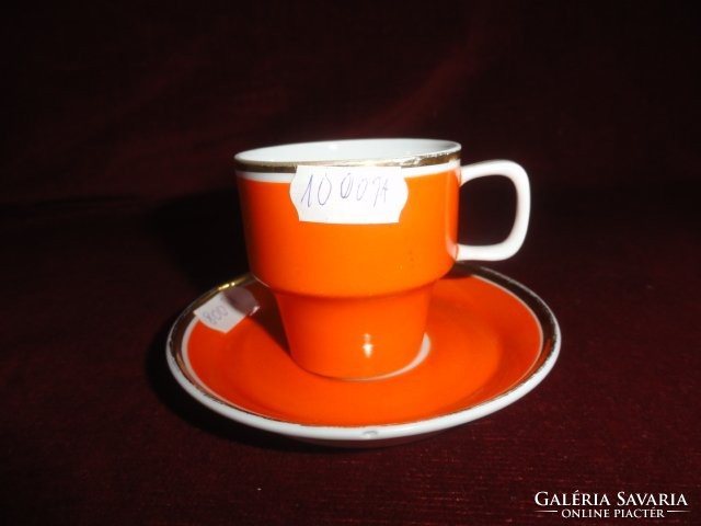 Raven house porcelain coffee cup + placemat, orange color. He has!