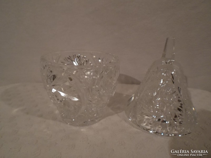 BONBONIER - Üveg - metszett - körte alakú cukortartó - 12,5 x 6 cm - vastag - hibátlan