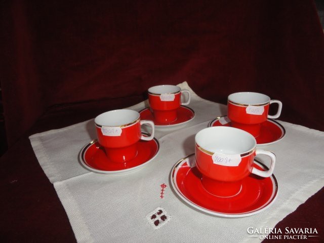 Raven house porcelain coffee cup + placemat, red color. He has!