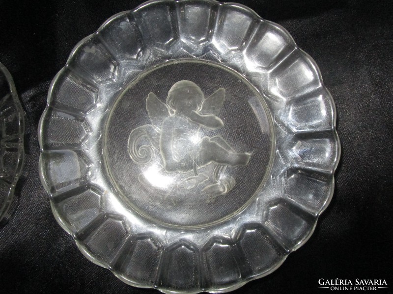Biedermeier polished cupid angel putto glass serving bowl paired coffee house pattern exceptionally spectacular