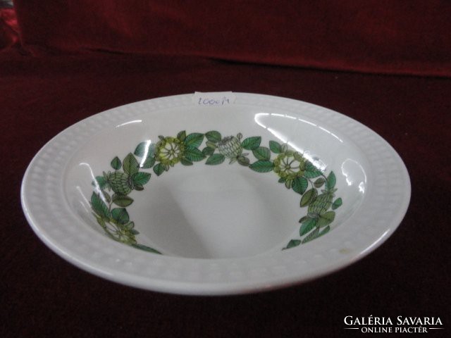 Spanish porcelain compote plate. With printed border, green pattern, diameter 14.5 cm. He has!