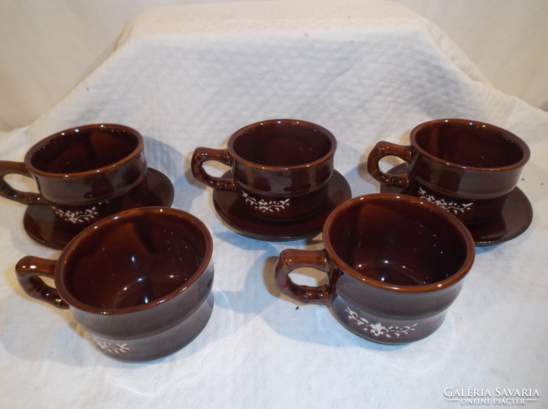 Coffee set - 5 cups 3 plates - 2 dl - glazed ceramic - perfect