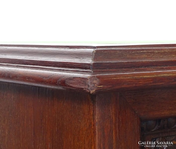 0X544 Antik faragott sokfiókos tölgyfa íróasztal