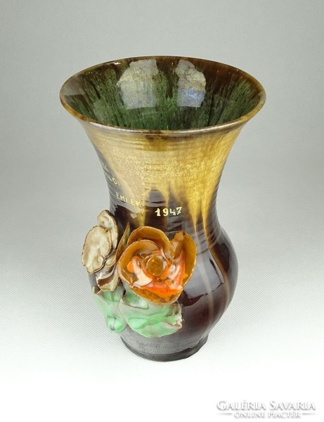 0X487 Hajdúszoboszlói kerámia váza 1947 18 cm