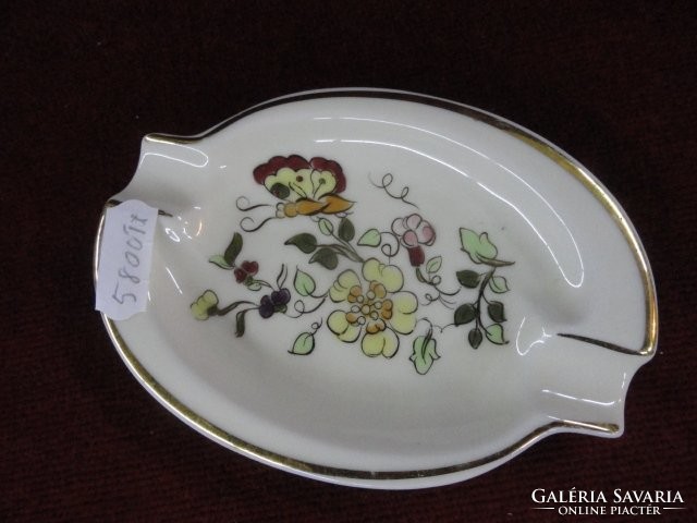 Zsolnay porcelain ashtray. Pattern with yellow flowers and butterflies. Length 12 cm. He has!