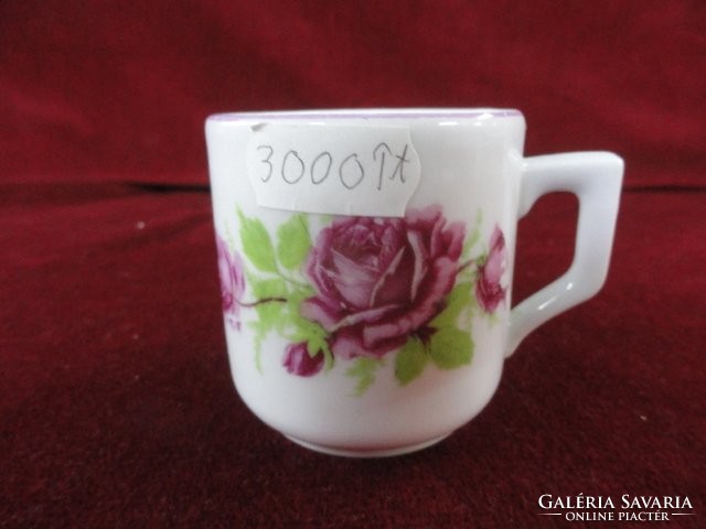 Zsolnay porcelain coffee cup. Straight shape, purple rose and purple border. He has!