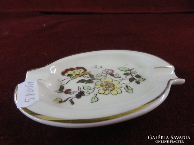 Zsolnay porcelain ashtray. Pattern with yellow flowers and butterflies. Length 12 cm. He has!