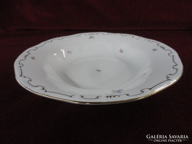 Zsolnay porcelain deep plate. With a small floral pattern and a gold border. He has!